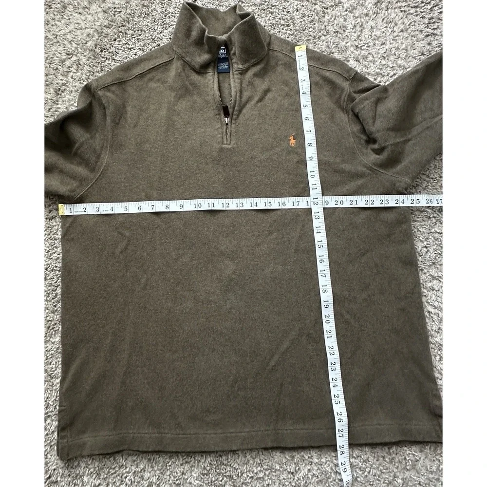 Vintage Polo Ralph Lauren Sweater Mens XL Green Brown‎ 100% Cotton 1/4 Zip USA